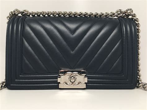 chanel navy boy bag|More.